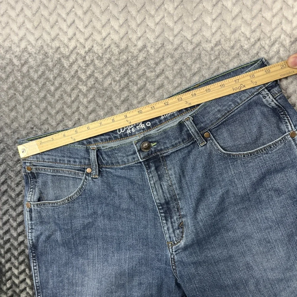 Wrangler Retro Jeans Mens 38x32 Blue Wash Slim Straight Casual Cowboy Denim
